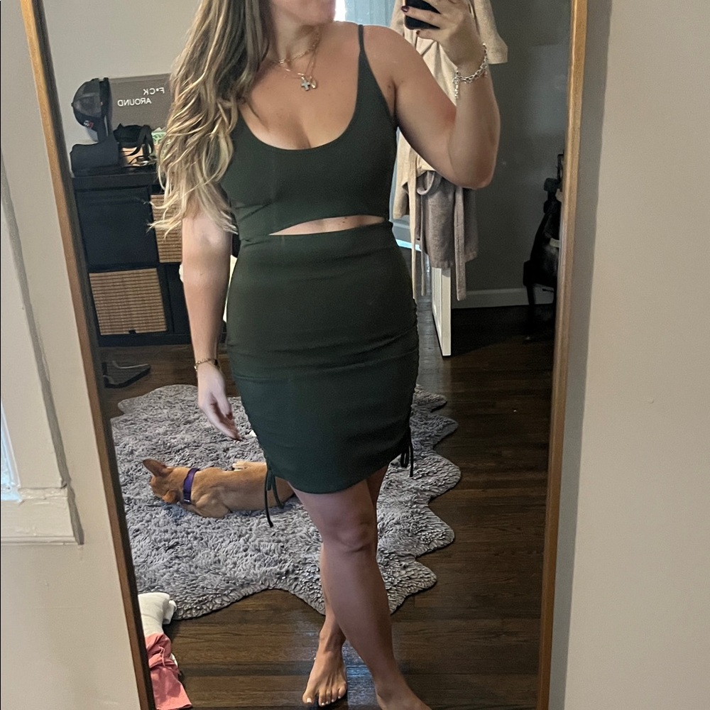 BCBG Olive Green Women's Cut Out Dress